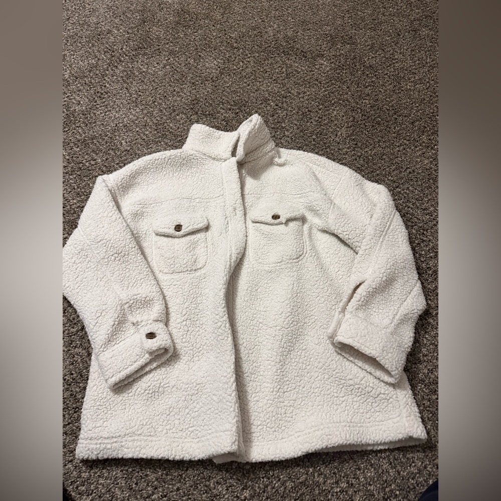 White Women’s 32 Heat Button Down Jacket Size XL Long Sleeve Pockets
